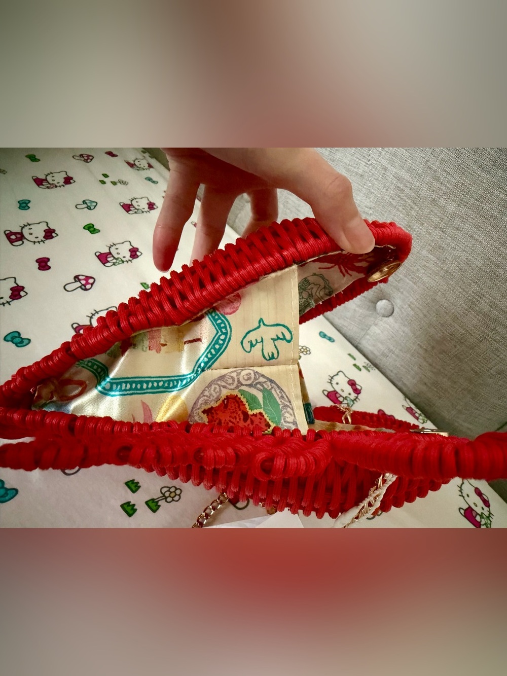NWT Tommy Bahama red Lobster wicker straw bag purse with gold chain viral rare - Picture 12 of 12